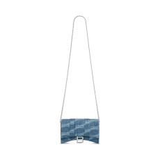 Balenciaga Women's Hourglass Wallet On Chain Bb Monogram Denim (Blue)