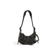 Balenciaga Women's Le Cagole Xs Shoulder Bag Denim With Rhinestones (Black)