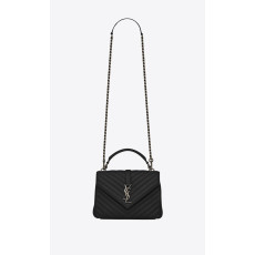 YSL College Medium In Quilted Leather