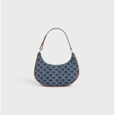 Celine Ava Bag In Denim With Triomphe All-Over And Calfskin