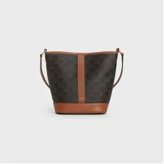 Celine Small Bucket In Triomphe Canvas And Calfskin