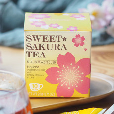 日本直送 甜櫻花茶焙茶 10入 / 黃色
