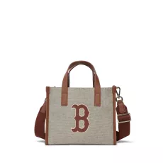 MLB Basic Big Logo Canvas Small Tote Bag Boston Red Sox Brown [韓國連線 B]