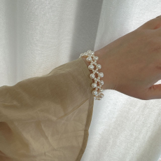 日本全新品 淡水珍珠蕾絲款手鍊
