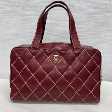 Chanel 香奈兒 牛皮復古紅飯盒手提包 (日本 Preloved)