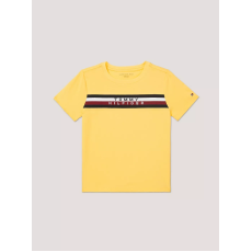 Tommy Hilfiger Kids' Ribbed Stripe Logo T-Shirt - Daisy Yellow [CA 10527017]