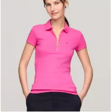 Tommy Hilfiger Slim Fit Zip Polo - Pink Passion [CA 10530001]