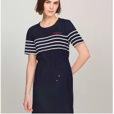 Tommy Hilfiger Hilfiger Stripe Logo T-Shirt Dress - Navy [CA 10530007]