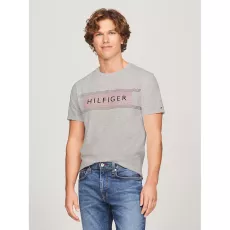Tommy Hilfiger Hilfiger Stripe Flag Logo T-Shirt - Grey Heather [CA 10530033]