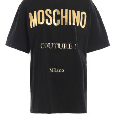 Moschino 燙金純文字 Logo 寬鬆版短袖 Tee (黑色)