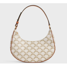 Celine Ava Bag in Triomphe Canvas and calfskin (White)